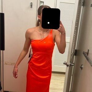 Macy's Red Asymmetrical Ruched One Shoulder Cocktail Dress